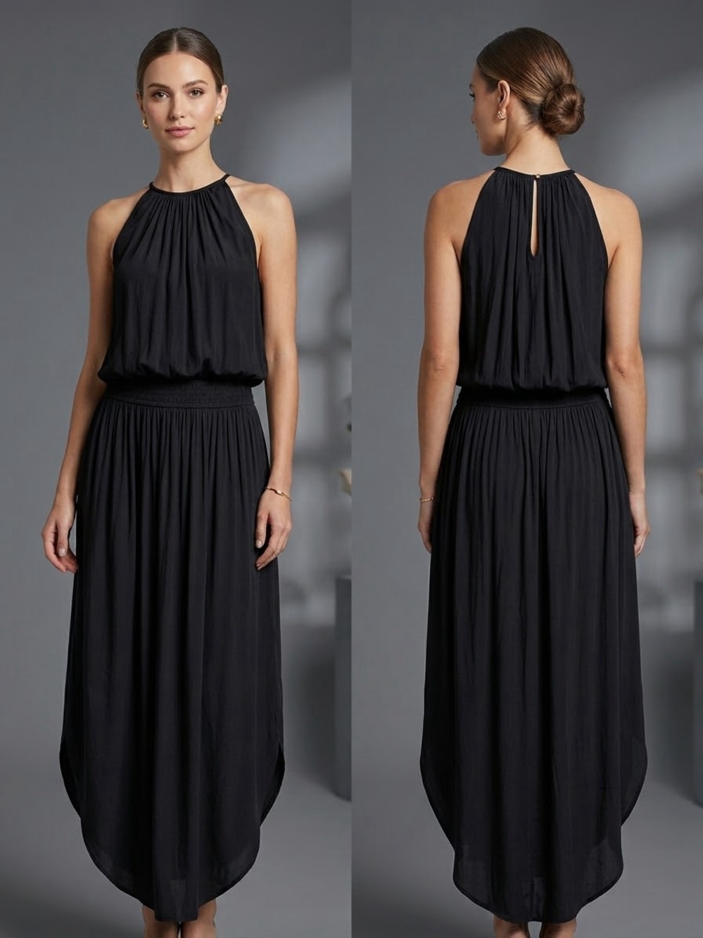 Ramy Brook Black Halter High-Low Maxi Dress